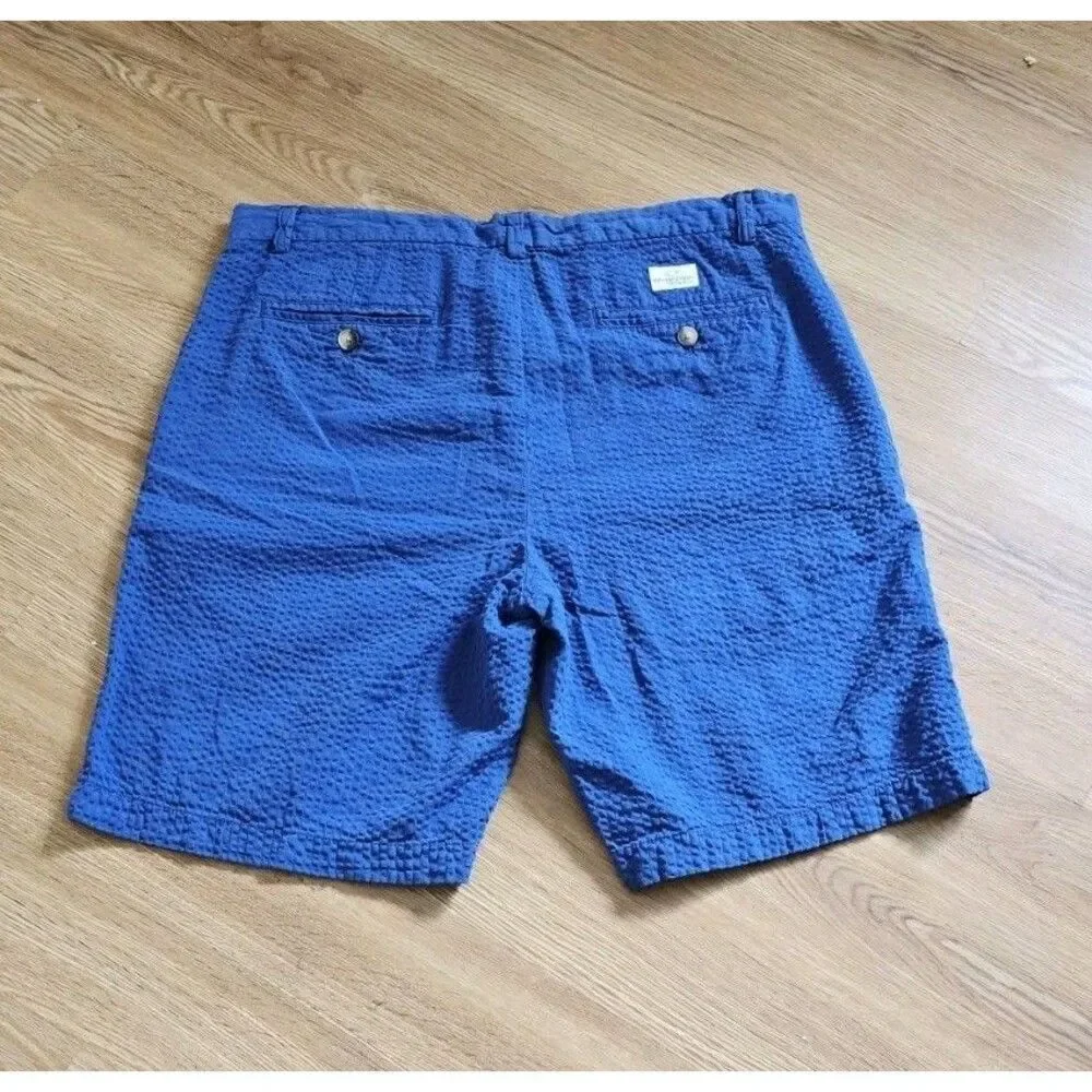 Vineyard Vines Shorts Mens 33 Blue  Seersucker Cotton Flat Front Preppy